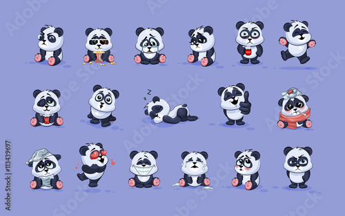 Illustrations isolated Emoji character cartoon Panda stickers emoticons with different emotions
