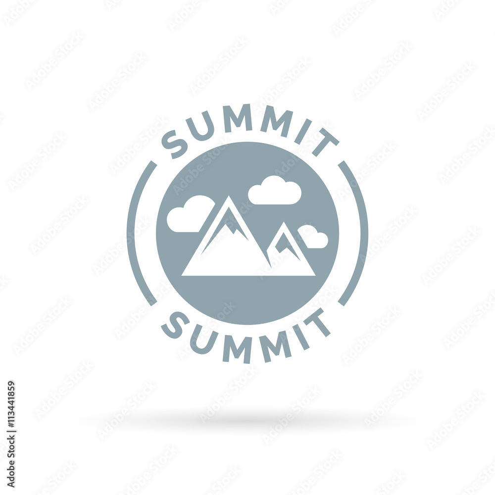 Summit icon with mountain peak silhouette symbol. Vector illustration. Summit icon with mountain peak silhouette symbol. Vector illustration.