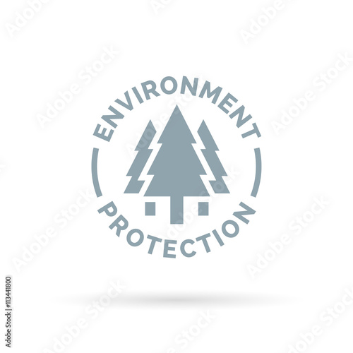 Save and protect the environment symbol with forest silhouette tree icon. Vector illustration.