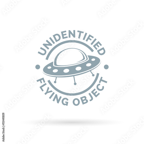 UFO icon. Unidentified flying object sign. Flying saucer spaceship symbol. Vector illustration.