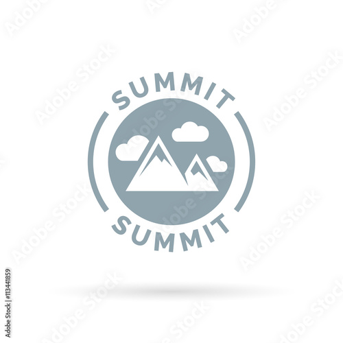 Summit icon with mountain peak silhouette symbol. Vector illustration.