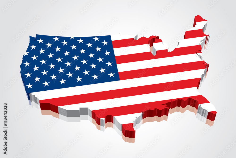 3D vector American (USA) Flag Map Stock Vector | Adobe Stock