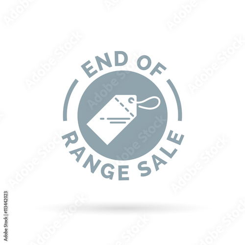 End of range sale promotion sign with price tag icon. Vector illustration.