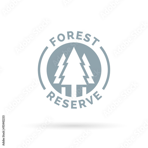 Forest reserve icon. Forest conservation sign. Trees silhouette symbol. Vector illustration.