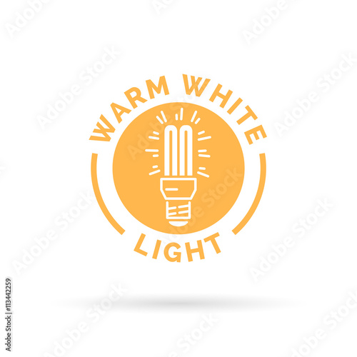 Warm white fluorescent CFL light symbol. Yellow lightbulb icon. Vector illustration.