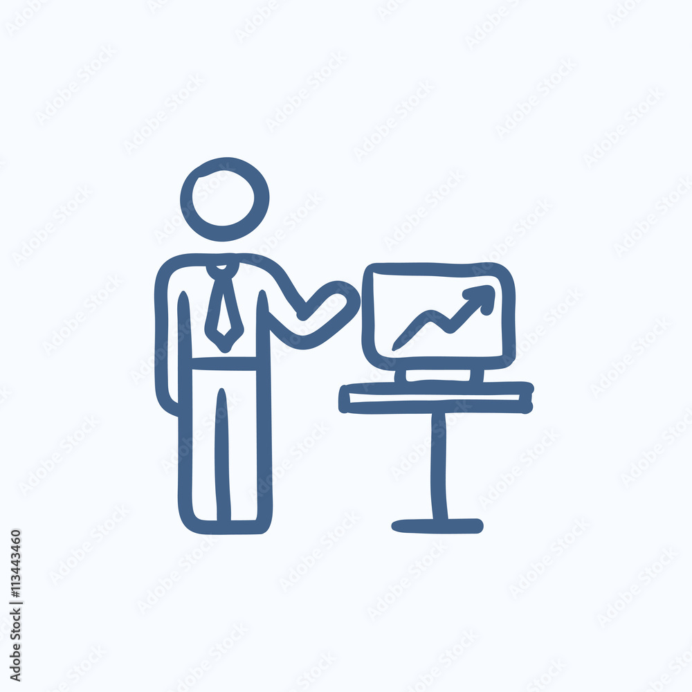 Business presentation sketch icon. Business presentation sketch icon.