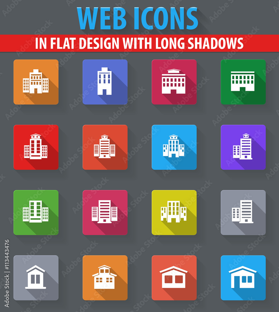 Buildings icons set Buildings icons set