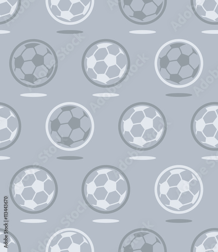 Seamless soccer ball vector pattern over gray