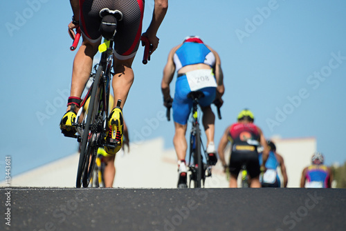 Cycling competition race at high speed,view from behind © pavel1964