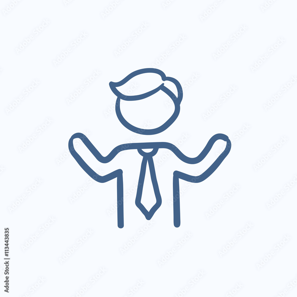 Man with raised arms sketch icon. Man with raised arms sketch icon.