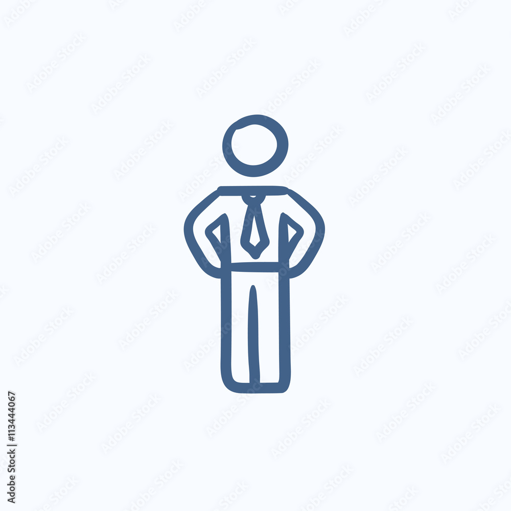 Obraz premium Businessman standing sketch icon.