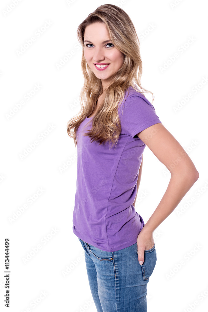 Young woman posing sideways Young woman posing sideways
