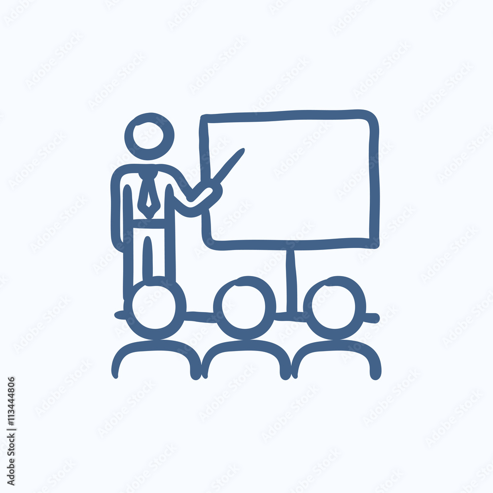 Business presentation sketch icon.