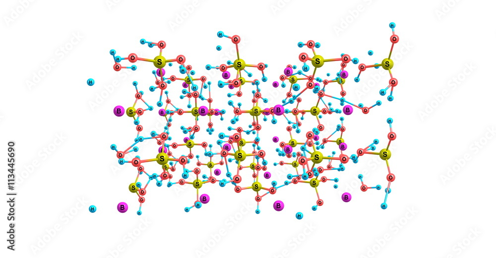 Barite molecular structure isolated on white