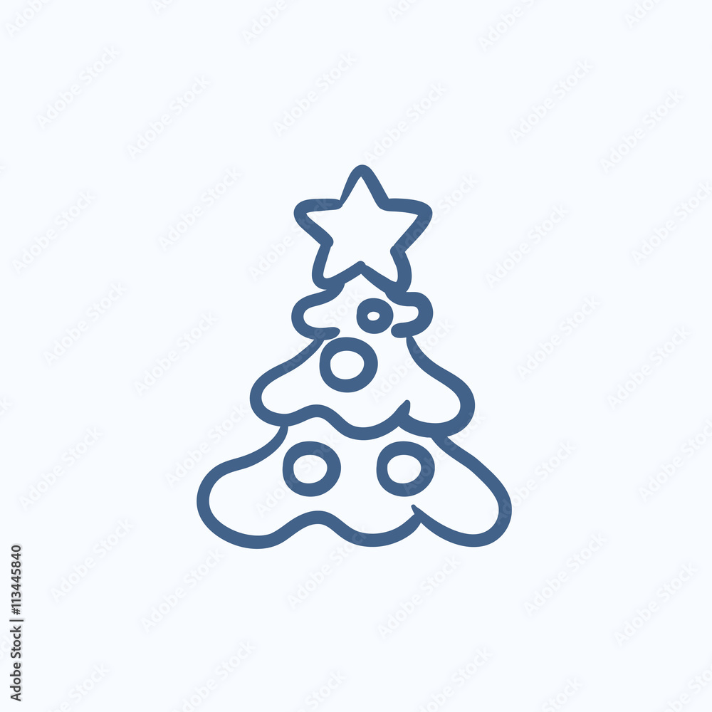 Christmas tree with decoration sketch icon. Christmas tree with decoration sketch icon.