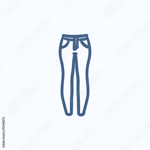 Female jeans sketch icon.