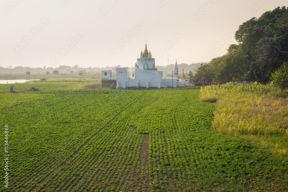 Buddhist temple at sunrise at Amarapura ,Mandalay Buddhist temple at sunrise at Amarapura ,Mandalay