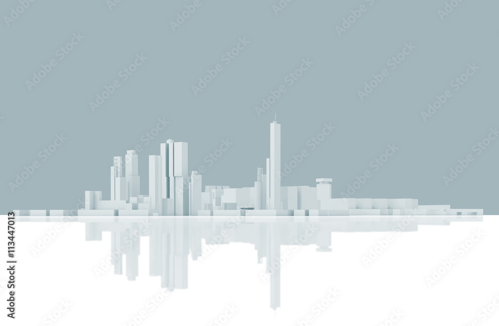 Abstract modern cityscape skyline. Blue toned
