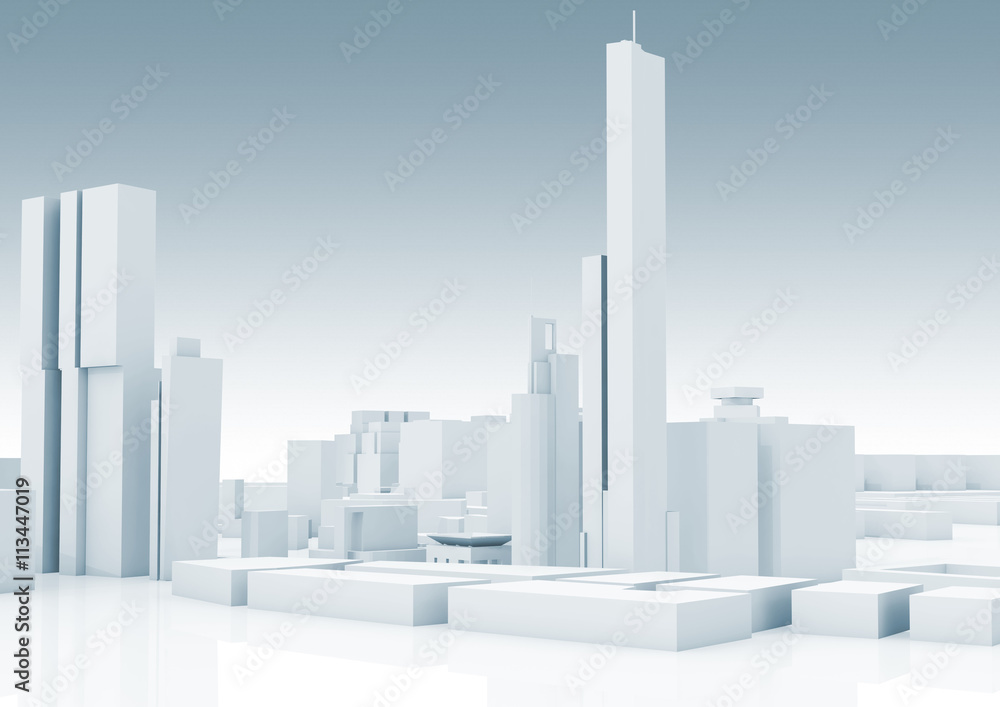 Abstract white modern cityscape skyline 3 d Abstract white modern cityscape skyline 3 d