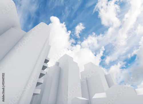 Abstract contemporary cityscape and clouds