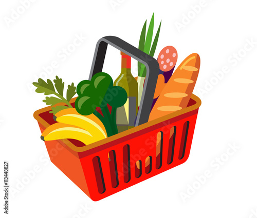 shopping basket with fresh food