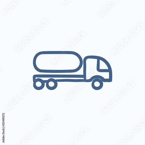 Fuel truck sketch icon.