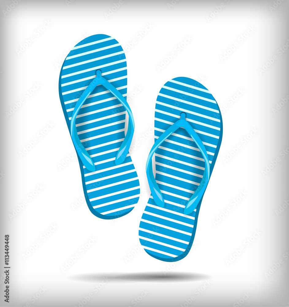 Pair of flip-flops isolated on a white background. Vector illustration. Pair of flip-flops isolated on a white background. Vector illustration.