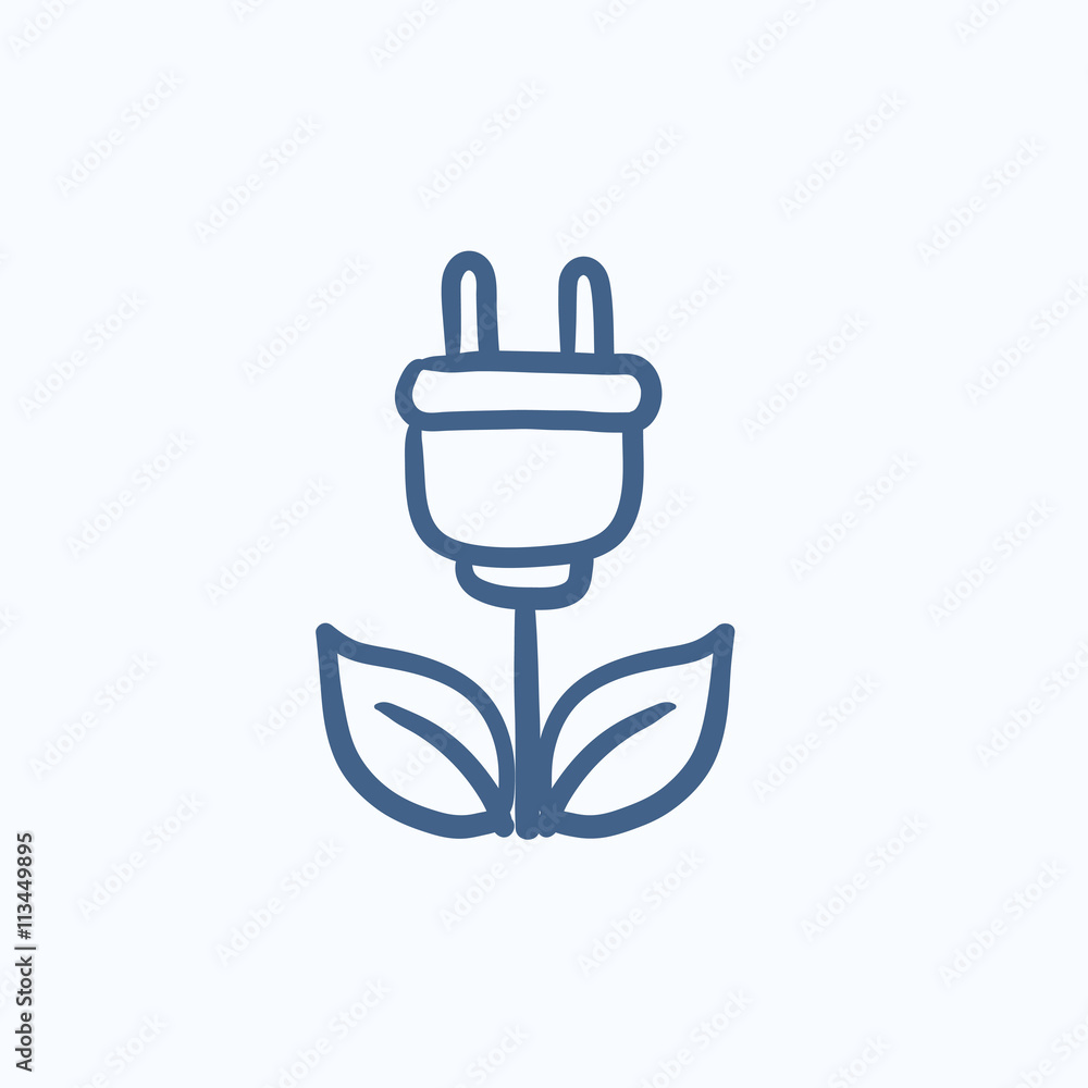 Eco green energy sketch icon. Eco green energy sketch icon.