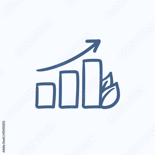 Bar graph with leaf sketch icon.