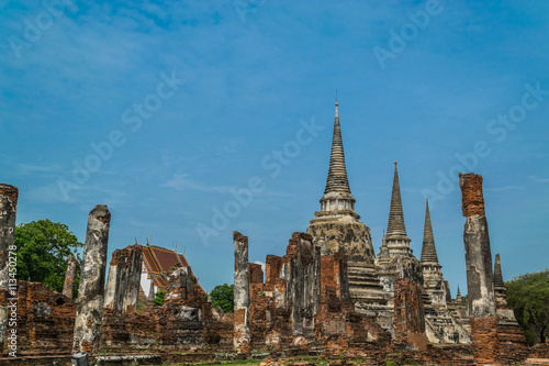The Ancient Royal Palace in Ayutthaya of Thailand