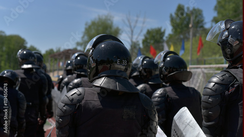 Fighters of the special police units armed with special facilities