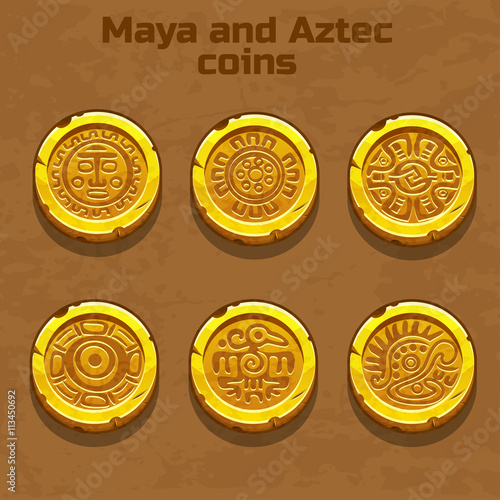 old gold aztec and Maya coins, resource gaming element