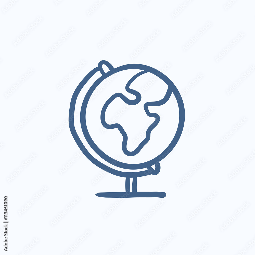 World globe on stand sketch icon. World globe on stand sketch icon.