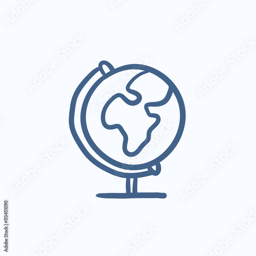 World globe on stand sketch icon.