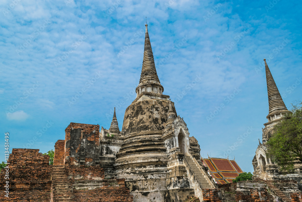 The Ancient Royal Palace in Ayutthaya of Thailand