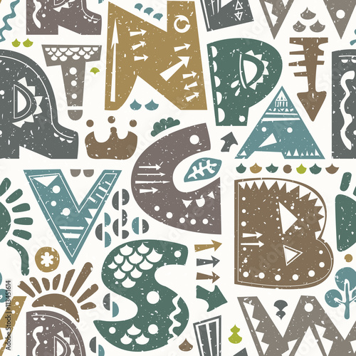 Obraz na płótnie Retro pattern with alphabet letters w salonie