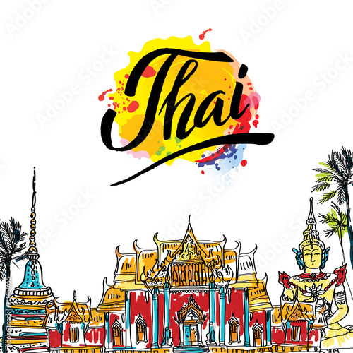 A vector illustration of Info graphic elements for traveling to Thailand,