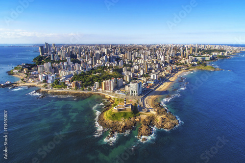 Aerial view of Salvador da Bahia cityscape, Bahia, Brazil.