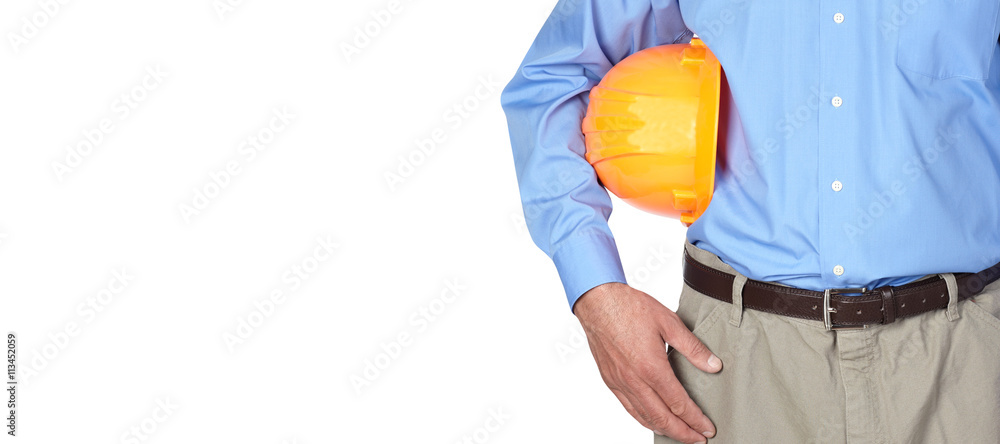 Construction worker with helmet. Construction worker with helmet.