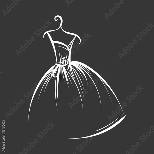 ball gown hand drawing on a hanger