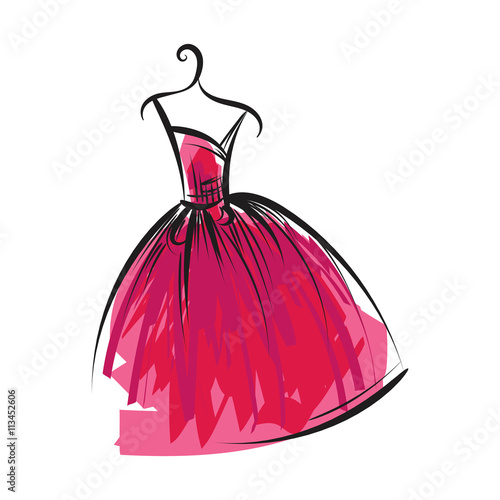 ball gown hand drawing on a hanger