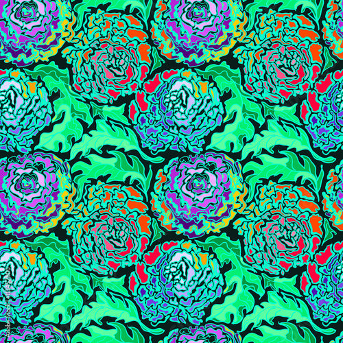 Vector seamless pattern with peony flowers