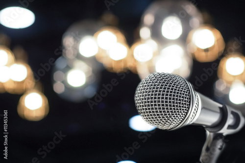 microphone on night bokeh background