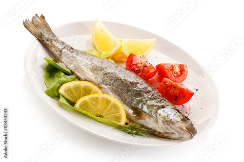 Fish dish - roasted trout with vegetables