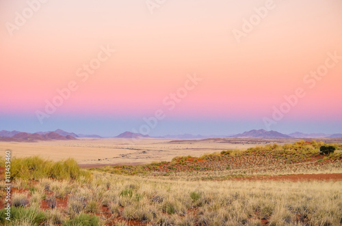 Desert landscape Namibia during sunrise