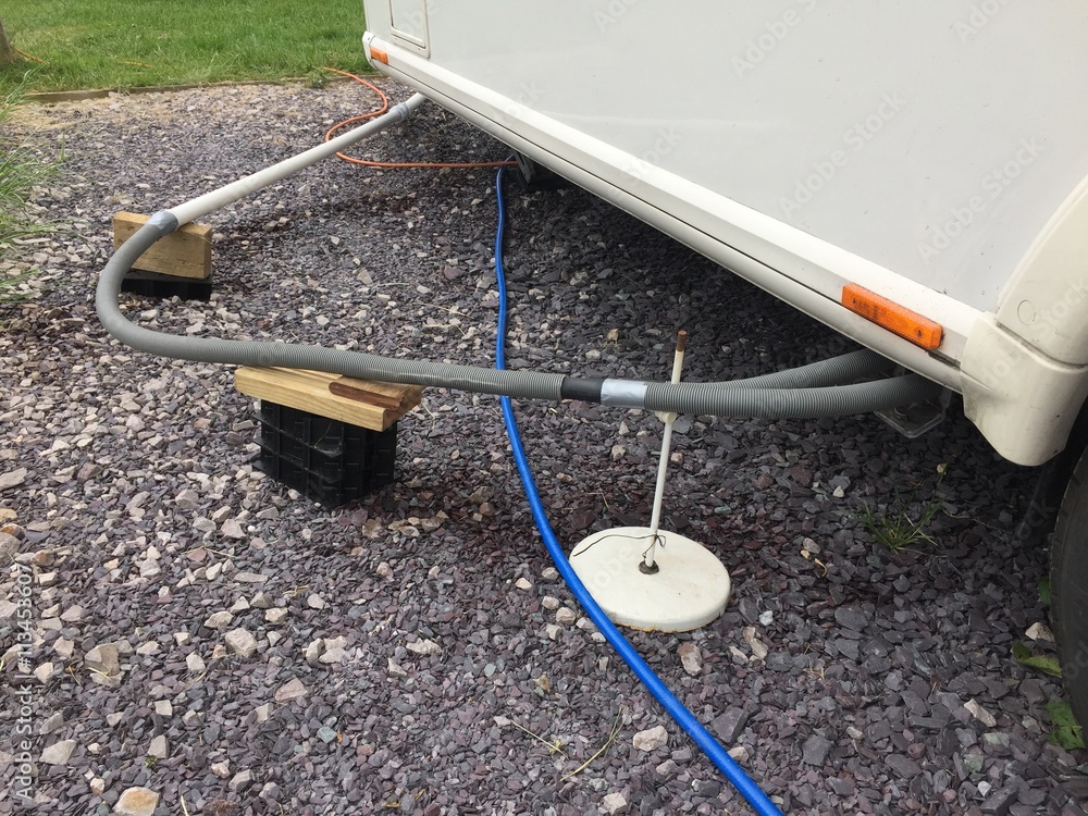Touring Caravan Drainage Pipes Stock Photo | Adobe Stock