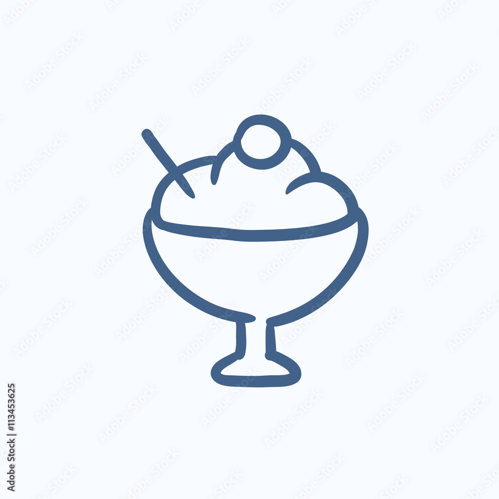 Obraz premium Cup of ice cream sketch icon.