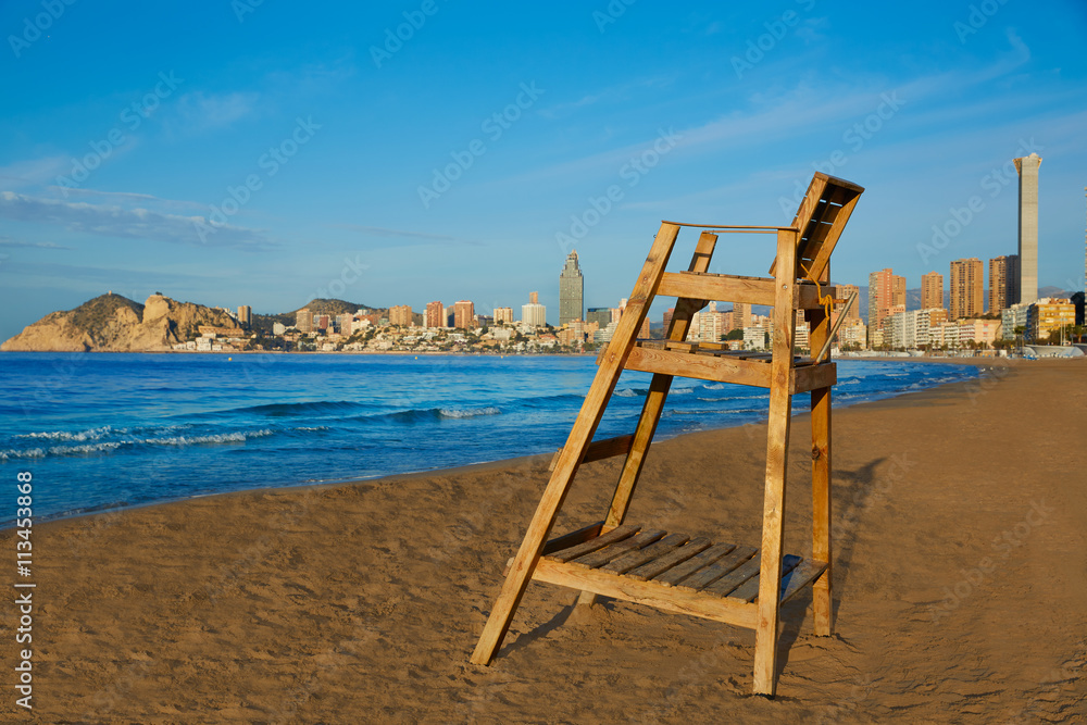Benidorm Poniente beach watchtower seat Alicante