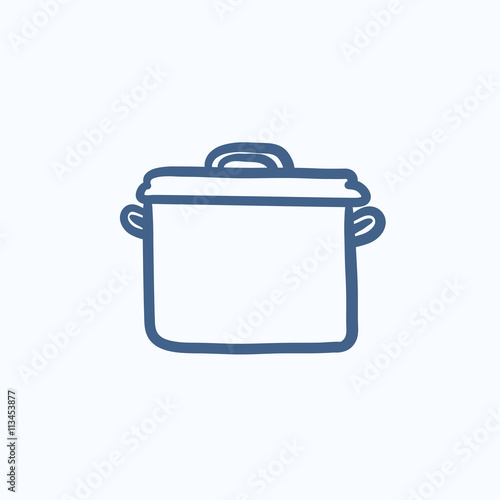 Saucepan sketch icon.