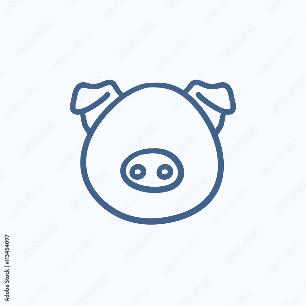 Obraz premium Pig head sketch icon.